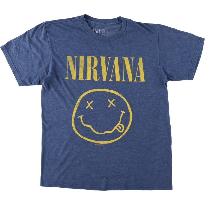 NIRVANA Nirvana Band T-shirt, Band T, Men's M size cotton blue type Vintage Second Hand
