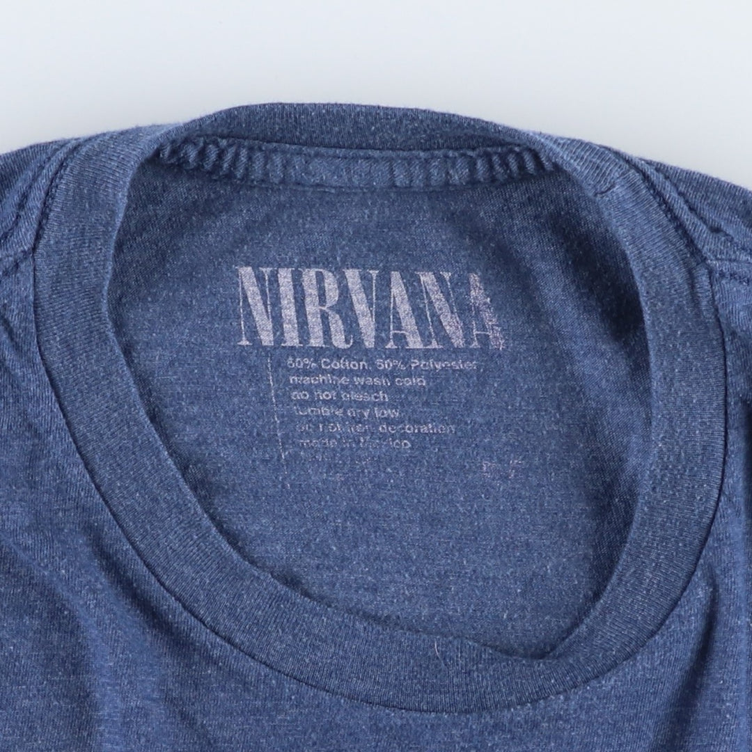 NIRVANA Nirvana Band T-shirt, Band T, Men's M size cotton blue type Vintage Second Hand