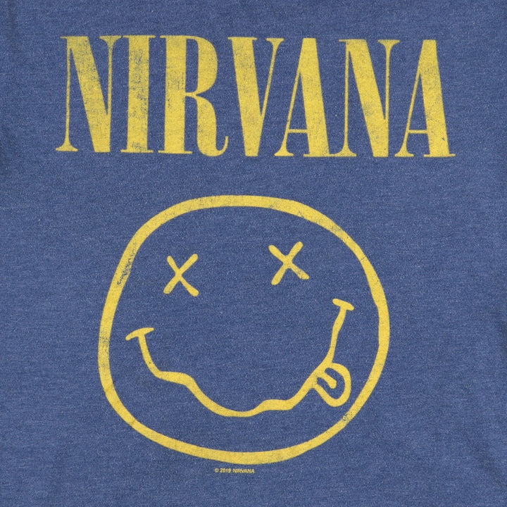 NIRVANA Nirvana Band T-shirt, Band T, Men's M size cotton blue type Vintage Second Hand