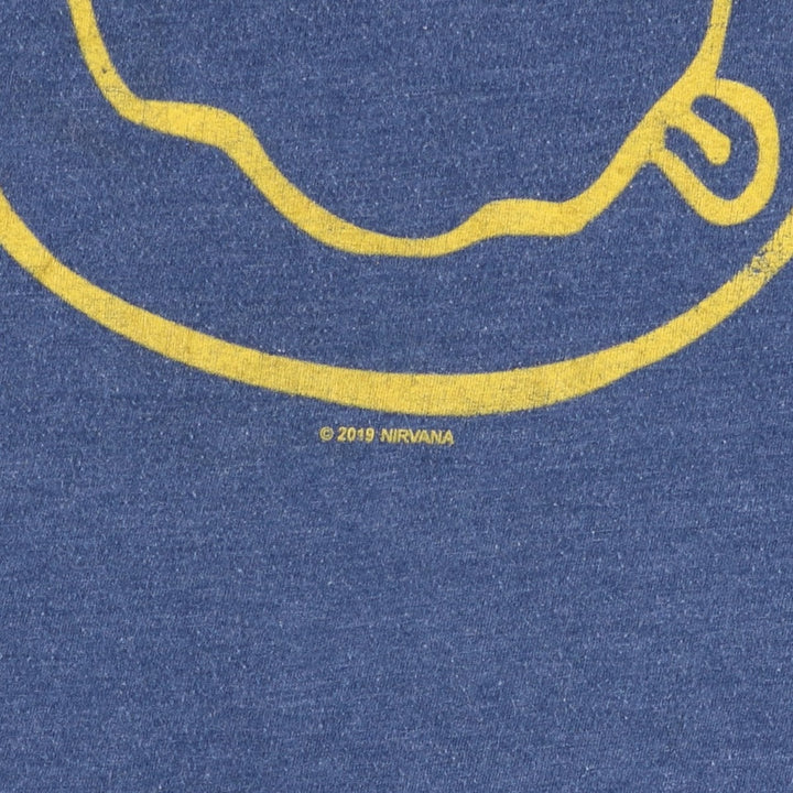 NIRVANA Nirvana Band T-shirt, Band T, Men's M size cotton blue type Vintage Second Hand