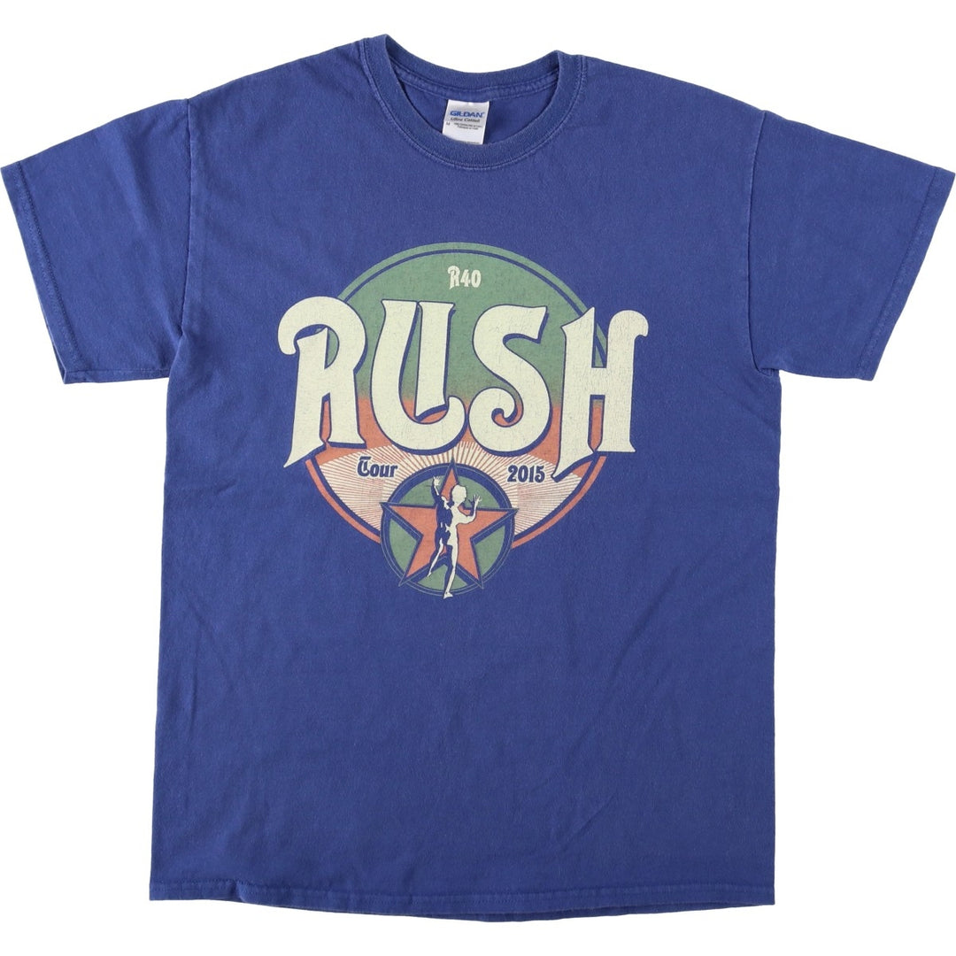 Gildan RUSH Band T-shirt, Men's M size cotton blue type Vintage Second Hand