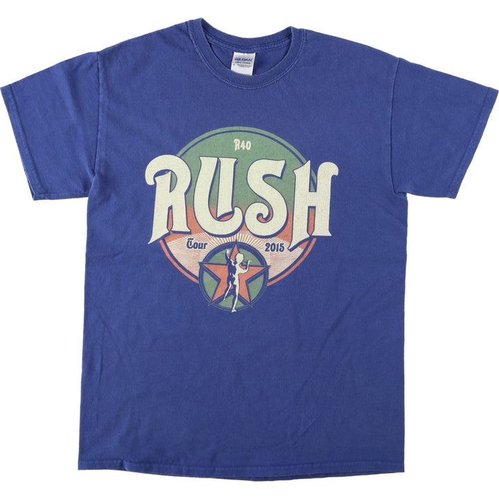 Gildan RUSH Band T-shirt, Men's M size cotton blue type Vintage Second Hand