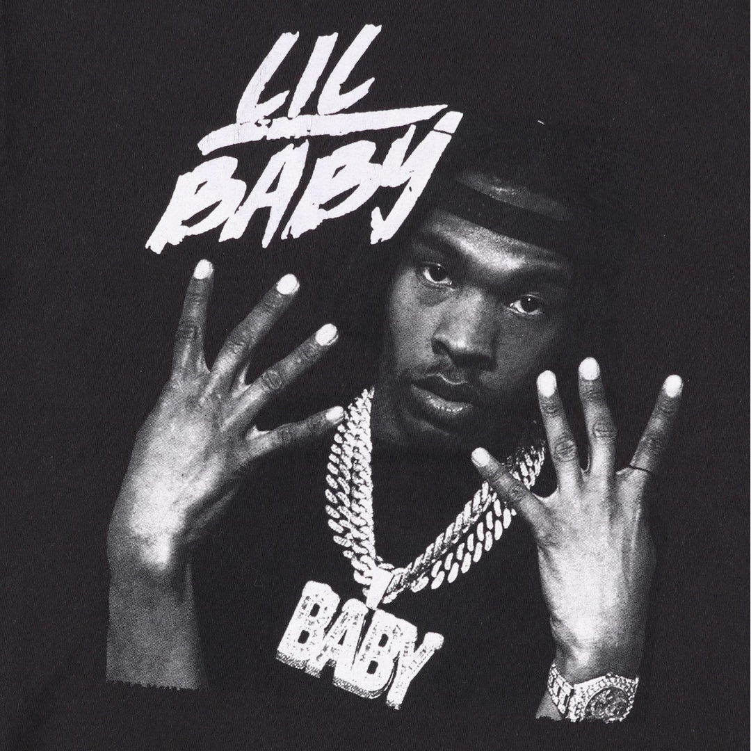 LIL BABY Rap T-Shirt (Men's XL equivalent) cotton black type Vintage Second Hand