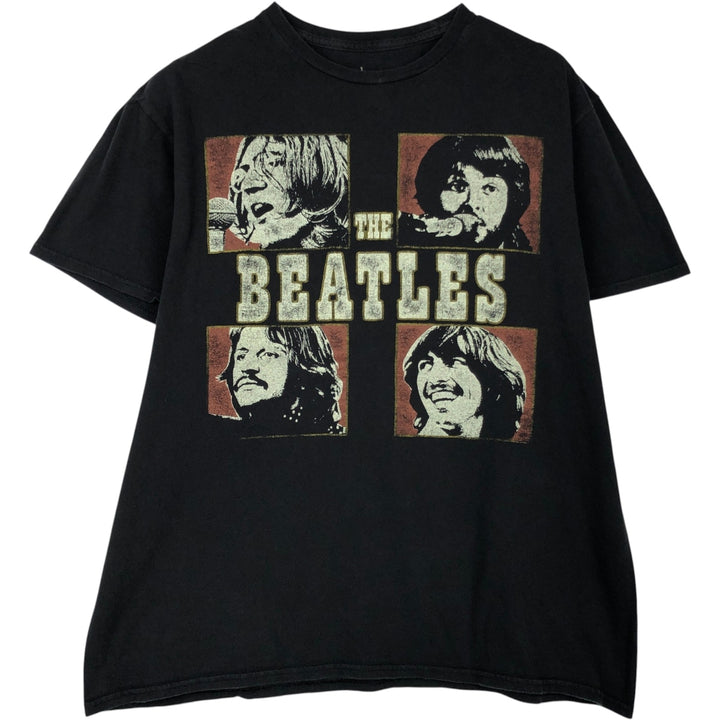THE BEATLES Band T-shirt, Men's L size cotton black type Vintage Second Hand