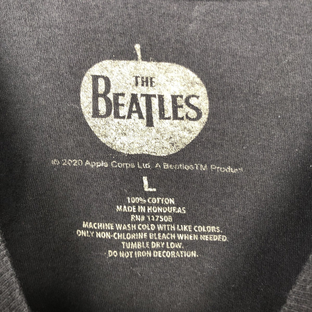 THE BEATLES Band T-shirt, Men's L size cotton black type Vintage Second Hand
