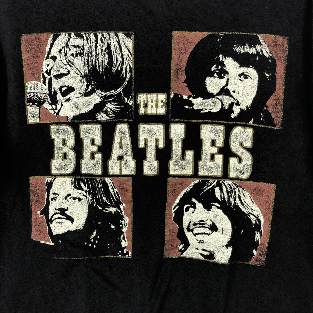 THE BEATLES Band T-shirt, Men's L size cotton black type Vintage Second Hand