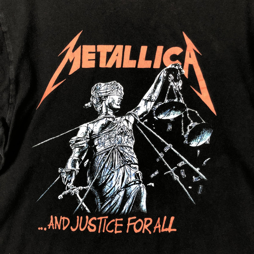METALLICA Metallica Band T-shirt Band T Men's L size unclear black type Vintage Second Hand