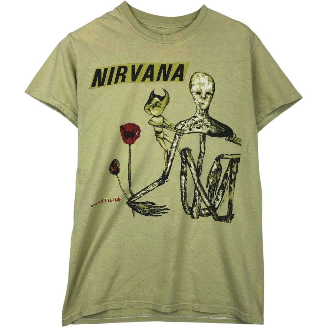 NIRVANA Nirvana Band T-shirt Band T Men's S size cotton green type yellow green Vintage Second Hand