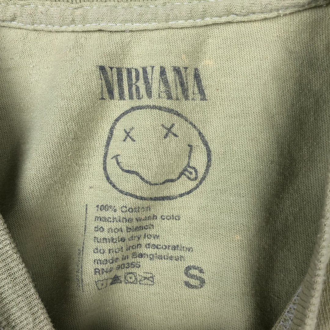 NIRVANA Nirvana Band T-shirt Band T Men's S size cotton green type yellow green Vintage Second Hand