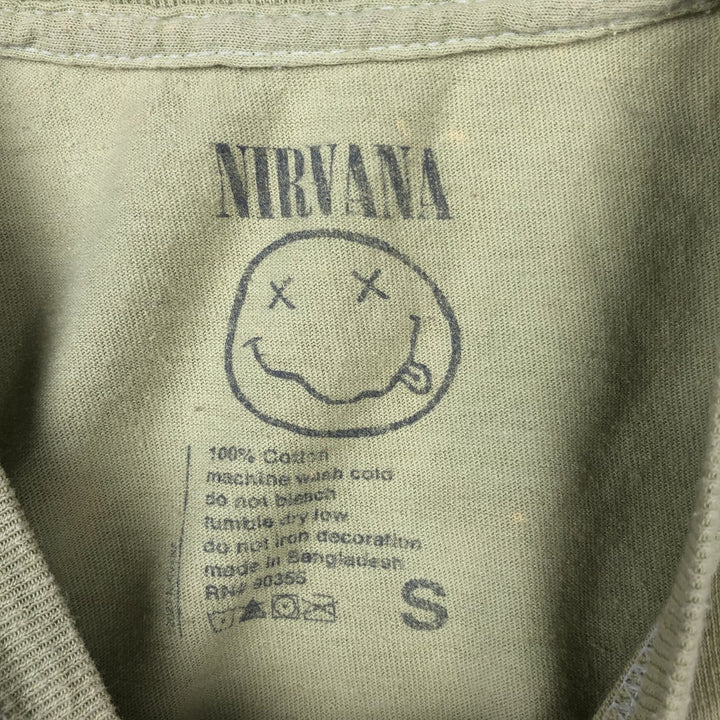 NIRVANA Nirvana Band T-shirt Band T Men's S size cotton green type yellow green Vintage Second Hand