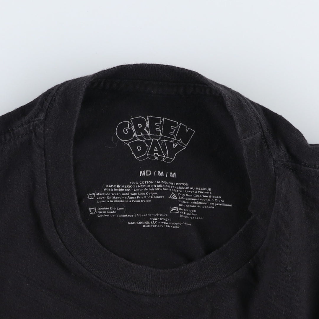 GREEN DAY Green Day Band T-shirt Band T Men's M size cotton black type Vintage Second Hand
