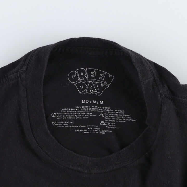 GREEN DAY Green Day Band T-shirt Band T Men's M size cotton black type Vintage Second Hand
