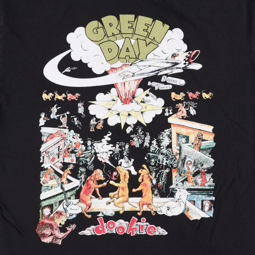 GREEN DAY Green Day Band T-shirt Band T Men's M size cotton black type Vintage Second Hand