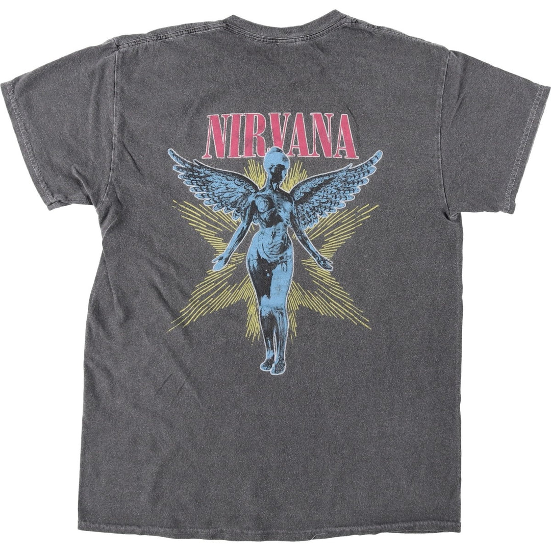 NIRVANA Nirvana Band T-shirt Band T Men's S size cotton gray type Vintage Second Hand
