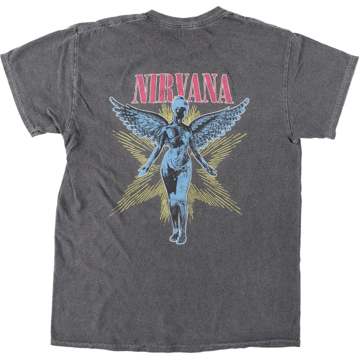 NIRVANA Nirvana Band T-shirt Band T Men's S size cotton gray type Vintage Second Hand