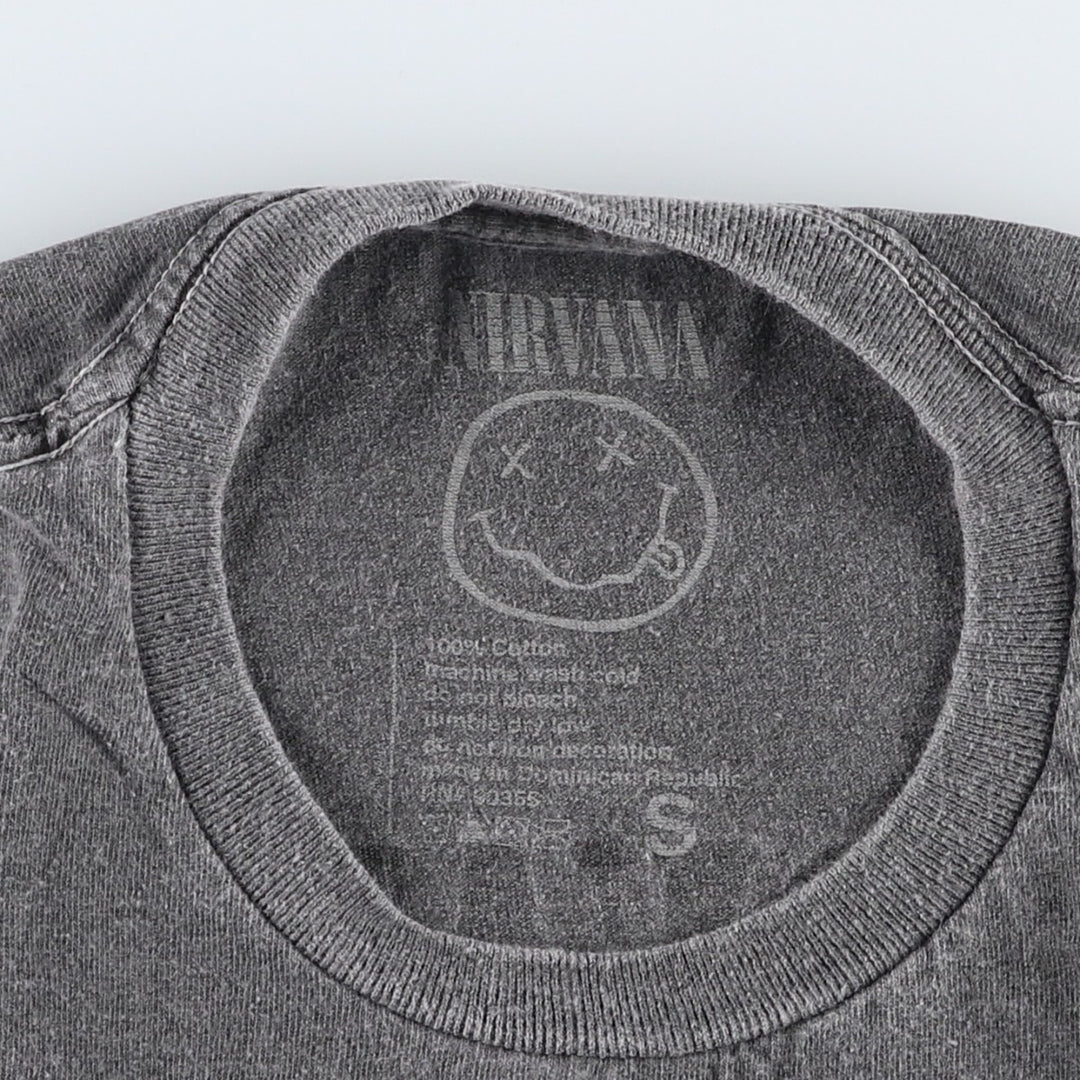 NIRVANA Nirvana Band T-shirt Band T Men's S size cotton gray type Vintage Second Hand
