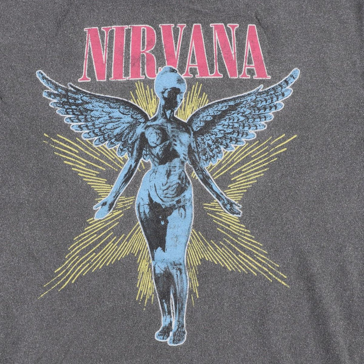 NIRVANA Nirvana Band T-shirt Band T Men's S size cotton gray type Vintage Second Hand