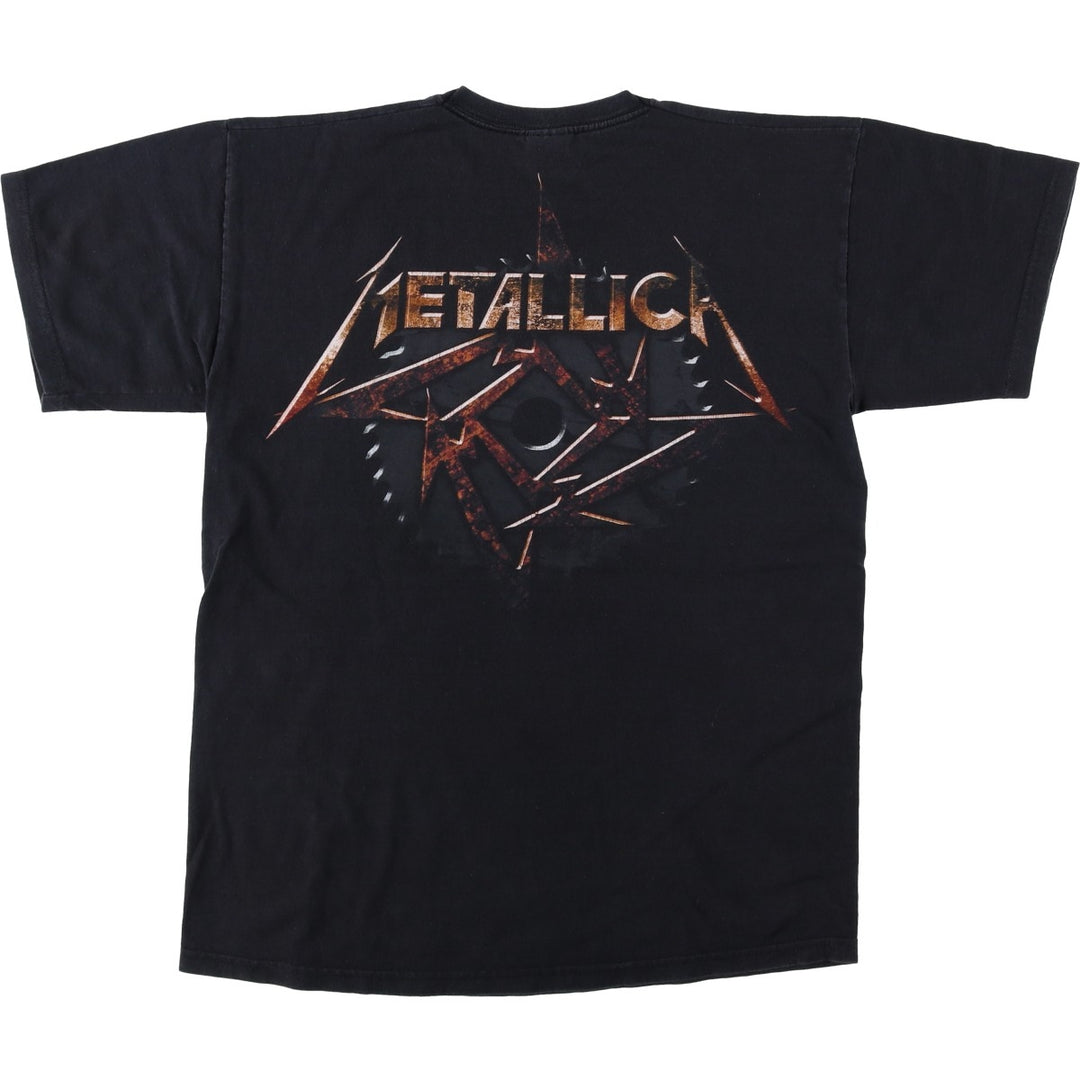 Fruit of the Loom Classic Valueweight Metallica Skull Pattern Band T-Shirt (Men's Size M) cotton black type Vintage Second Hand