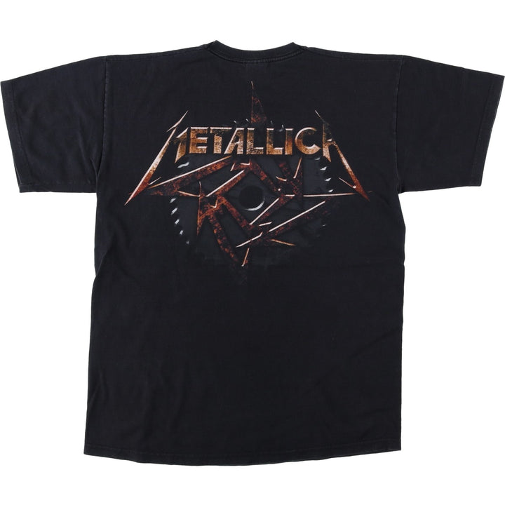 Fruit of the Loom Classic Valueweight Metallica Skull Pattern Band T-Shirt (Men's Size M) cotton black type Vintage Second Hand