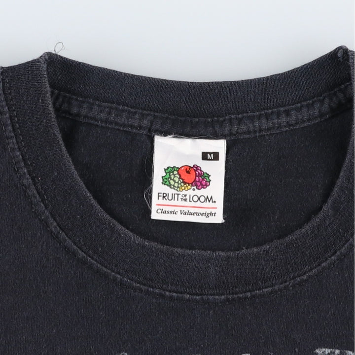 Fruit of the Loom Classic Valueweight Metallica Skull Pattern Band T-Shirt (Men's Size M) cotton black type Vintage Second Hand