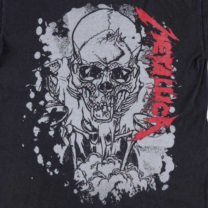 Fruit of the Loom Classic Valueweight Metallica Skull Pattern Band T-Shirt (Men's Size M) cotton black type Vintage Second Hand