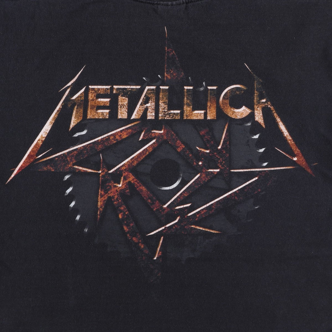 Fruit of the Loom Classic Valueweight Metallica Skull Pattern Band T-Shirt (Men's Size M) cotton black type Vintage Second Hand