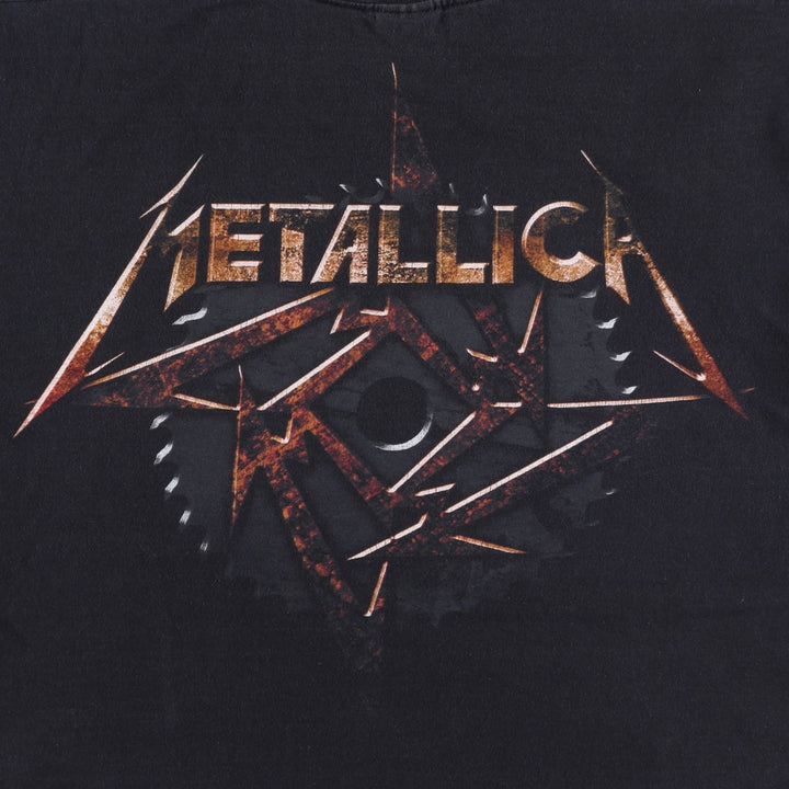 Fruit of the Loom Classic Valueweight Metallica Skull Pattern Band T-Shirt (Men's Size M) cotton black type Vintage Second Hand