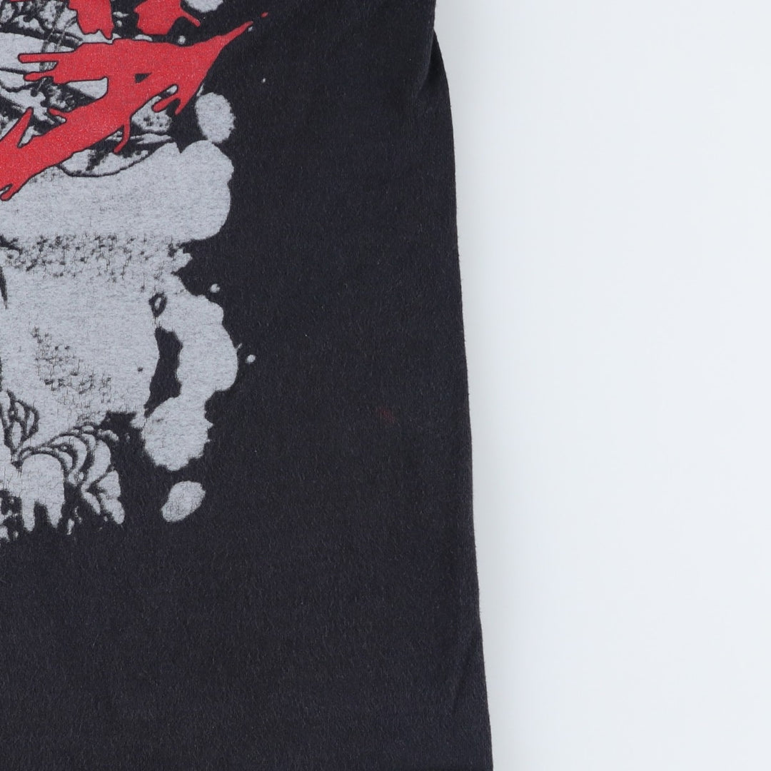 Fruit of the Loom Classic Valueweight Metallica Skull Pattern Band T-Shirt (Men's Size M) cotton black type Vintage Second Hand