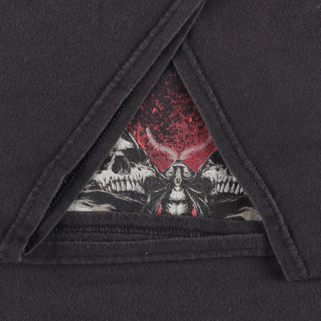 DELTA PRO WEIGHT METALLICA Skull Pattern Fire Pattern Band T-Shirt (Men's XL equivalent) cotton Charcoal Vintage Second Hand