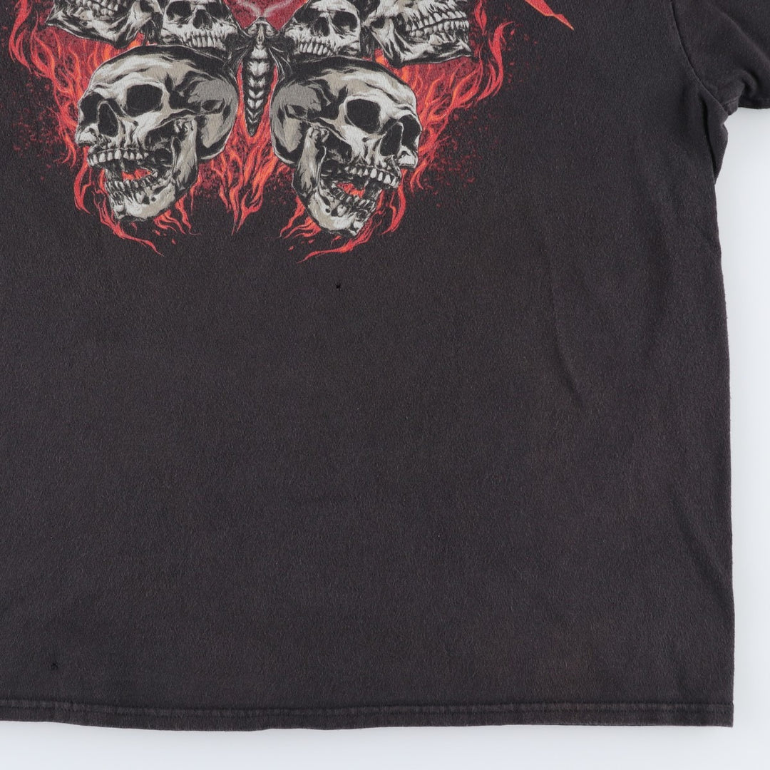 DELTA PRO WEIGHT METALLICA Skull Pattern Fire Pattern Band T-Shirt (Men's XL equivalent) cotton Charcoal Vintage Second Hand