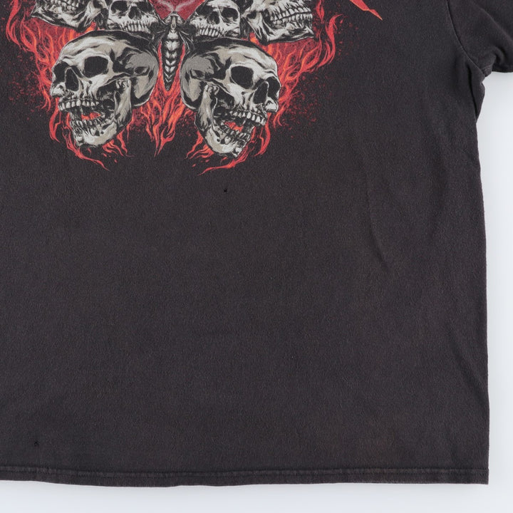 DELTA PRO WEIGHT METALLICA Skull Pattern Fire Pattern Band T-Shirt (Men's XL equivalent) cotton Charcoal Vintage Second Hand