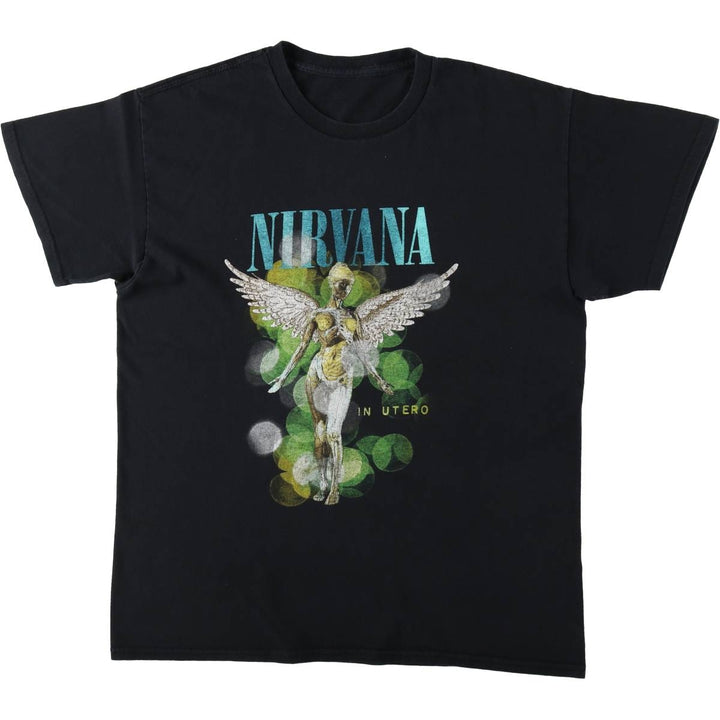 NIRVANA band t-shirt, men's size L (equivalent), rock music. unclear black type Vintage Second Hand