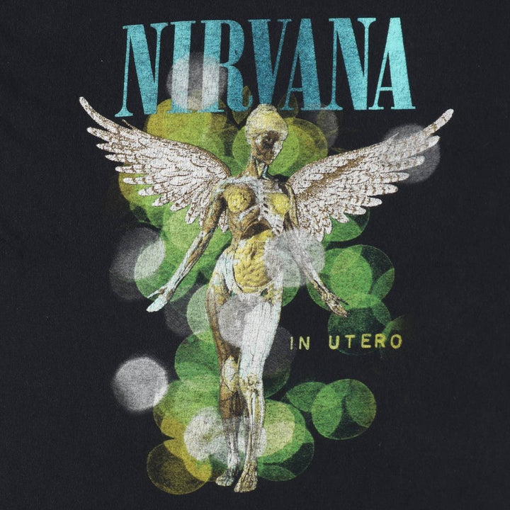NIRVANA band t-shirt, men's size L (equivalent), rock music. unclear black type Vintage Second Hand
