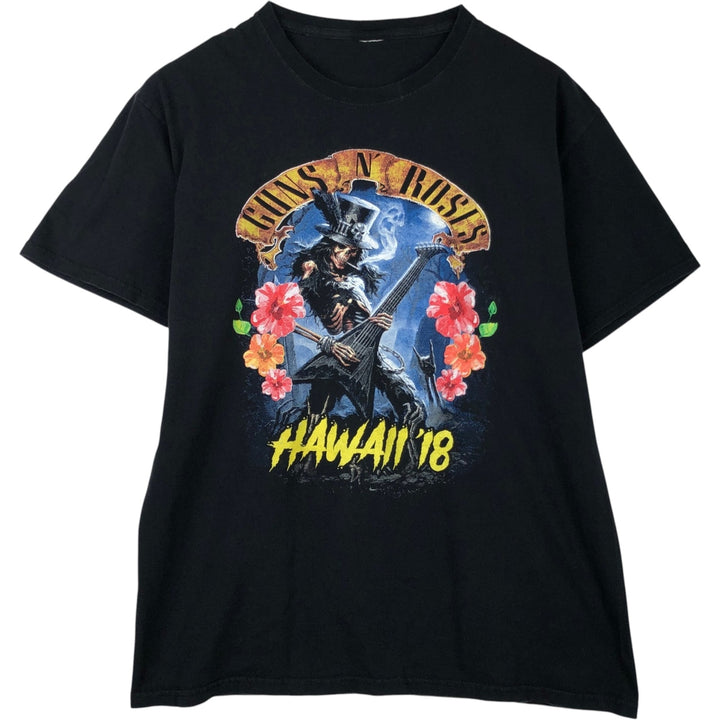 GUNS N' ROSES Skull Pattern Band T-shirt, Men's M size unclear black type Vintage Second Hand