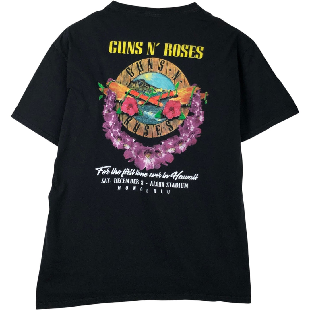 GUNS N' ROSES Skull Pattern Band T-shirt, Men's M size unclear black type Vintage Second Hand