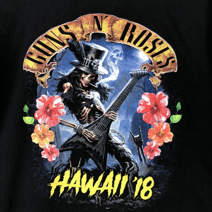GUNS N' ROSES Skull Pattern Band T-shirt, Men's M size unclear black type Vintage Second Hand