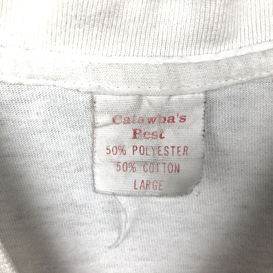 Catawba's Best Printed T-Shirt, Made in USA, Men's Size L (Equivalent), Vintage polyester white type Vintage Second Hand
