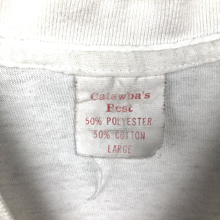 Catawba's Best Printed T-Shirt, Made in USA, Men's Size L (Equivalent), Vintage polyester white type Vintage Second Hand