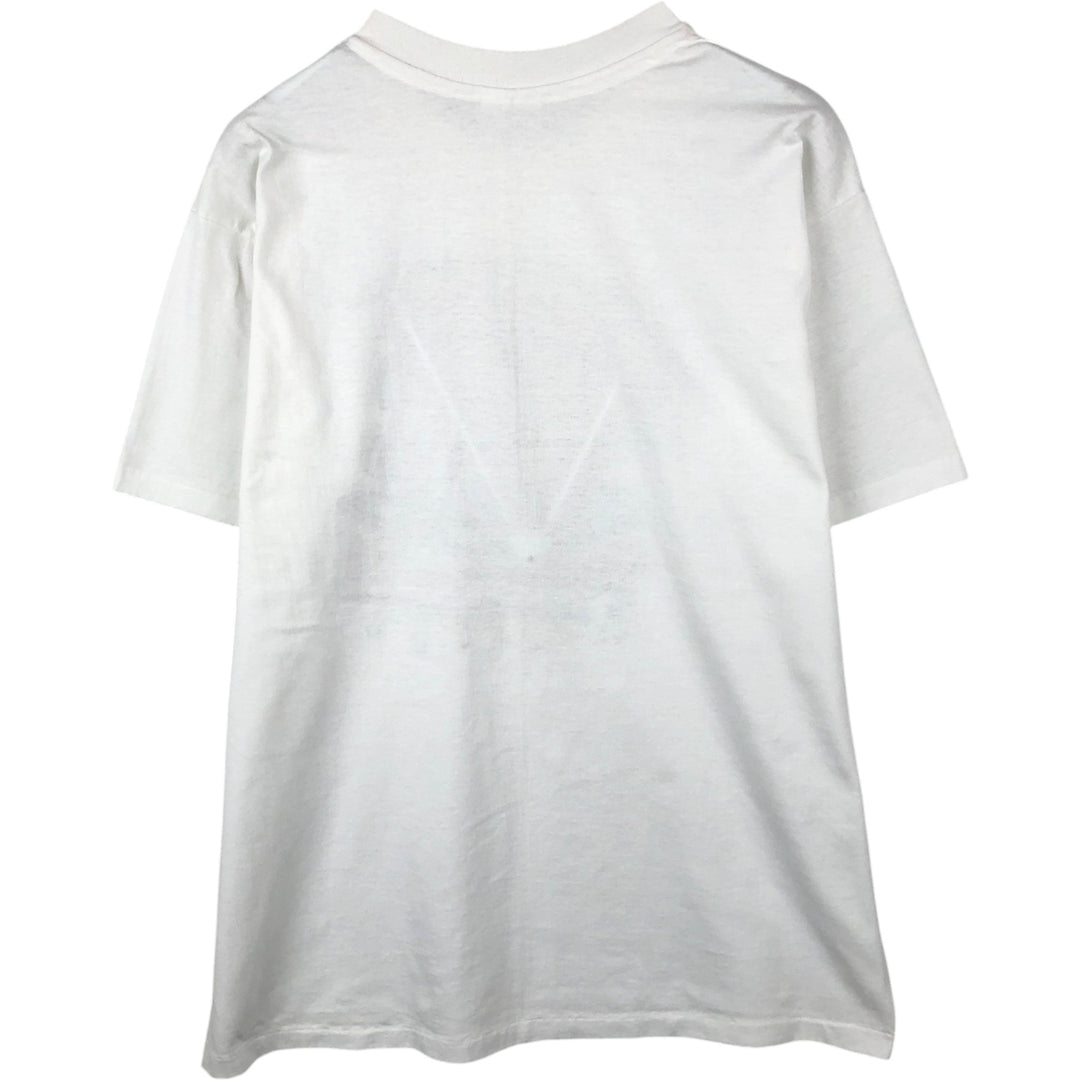 Vintage 1980'S Hanes Fifty-Fifty Blue Tag Print T-Shirt, Made in USA, Men's XL cotton white type Vintage Second Hand