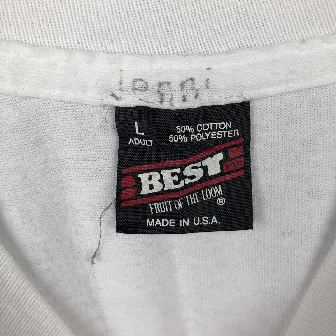 90'S Fruit of the Loom printed T-shirt, made in the USA, men's size L, vintage cotton white type Vintage Second Hand