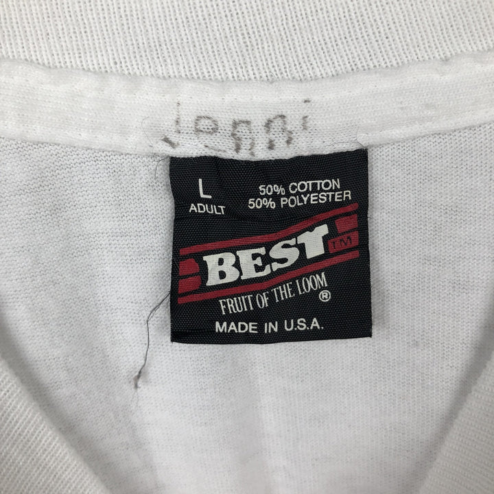 90'S Fruit of the Loom printed T-shirt, made in the USA, men's size L, vintage cotton white type Vintage Second Hand