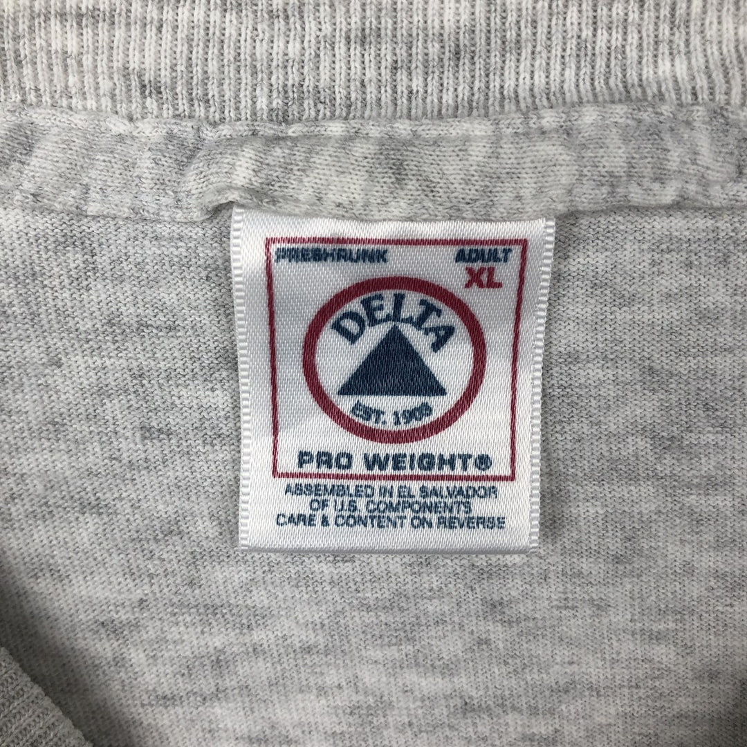 00'S Delta DELTA Printed T-shirt Men's XL size cotton gray type Vintage Second Hand