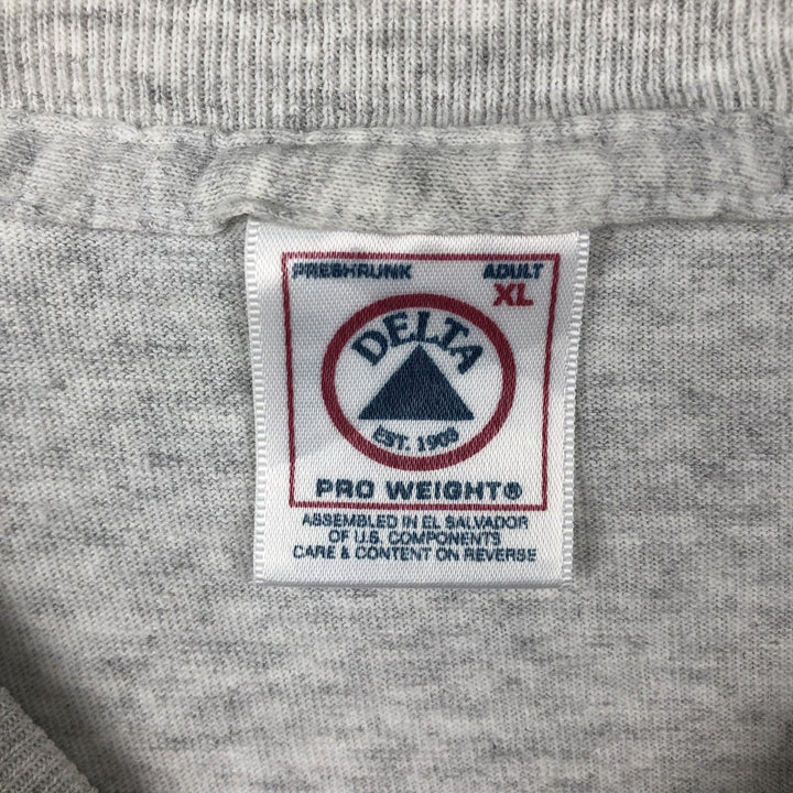 00'S Delta DELTA Printed T-shirt Men's XL size cotton gray type Vintage Second Hand