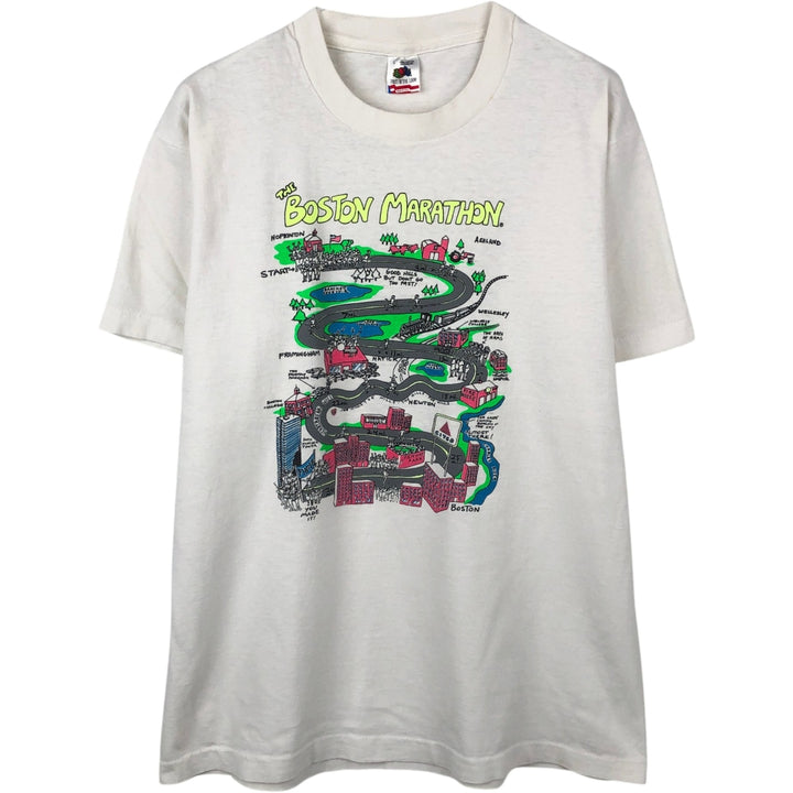 90'S Fruit of the Loom printed T-shirt, made in the USA, men's size L, vintage cotton white type Vintage Second Hand