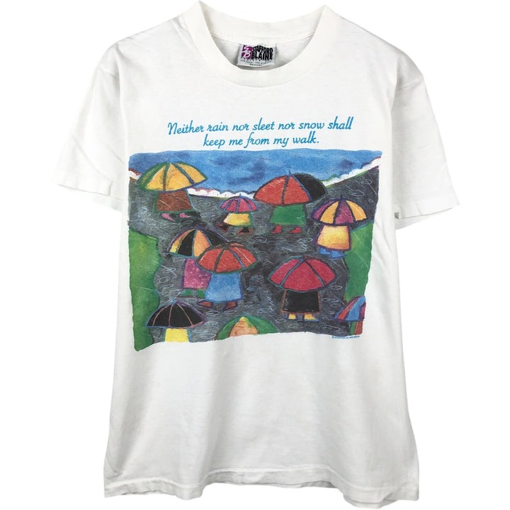 90'S Stafford Blaine Print T-Shirt, Made in USA, Men's Size M (Equivalent), Vintage cotton white type Vintage Second Hand