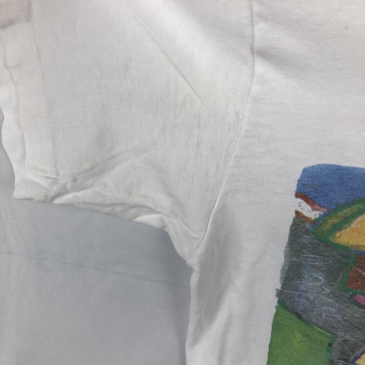 90'S Stafford Blaine Print T-Shirt, Made in USA, Men's Size M (Equivalent), Vintage cotton white type Vintage Second Hand
