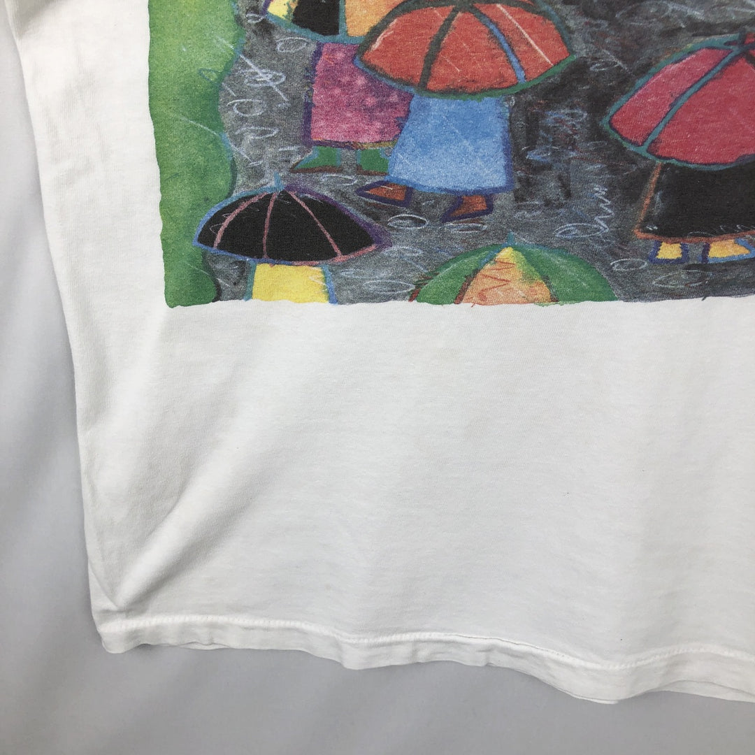 90'S Stafford Blaine Print T-Shirt, Made in USA, Men's Size M (Equivalent), Vintage cotton white type Vintage Second Hand