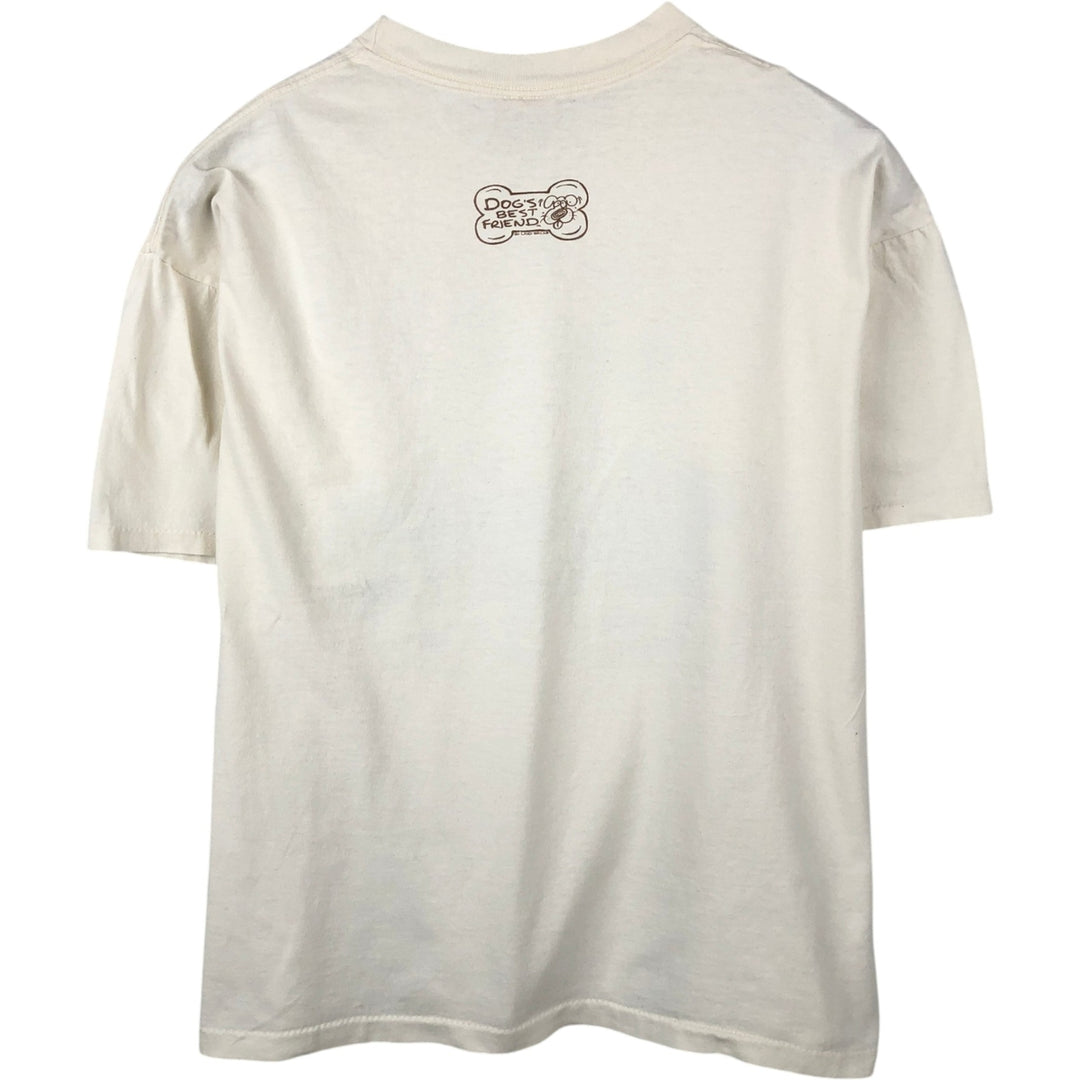90'S PK Clothing Co. Dog Print T-Shirt, Made in USA, Men's XL equivalent, Vintage cotton white type Vintage Second Hand