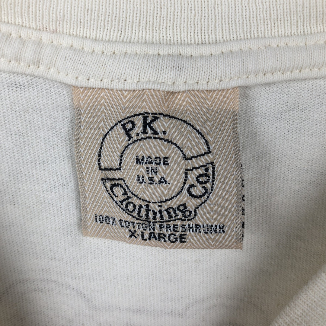 90'S PK Clothing Co. Dog Print T-Shirt, Made in USA, Men's XL equivalent, Vintage cotton white type Vintage Second Hand