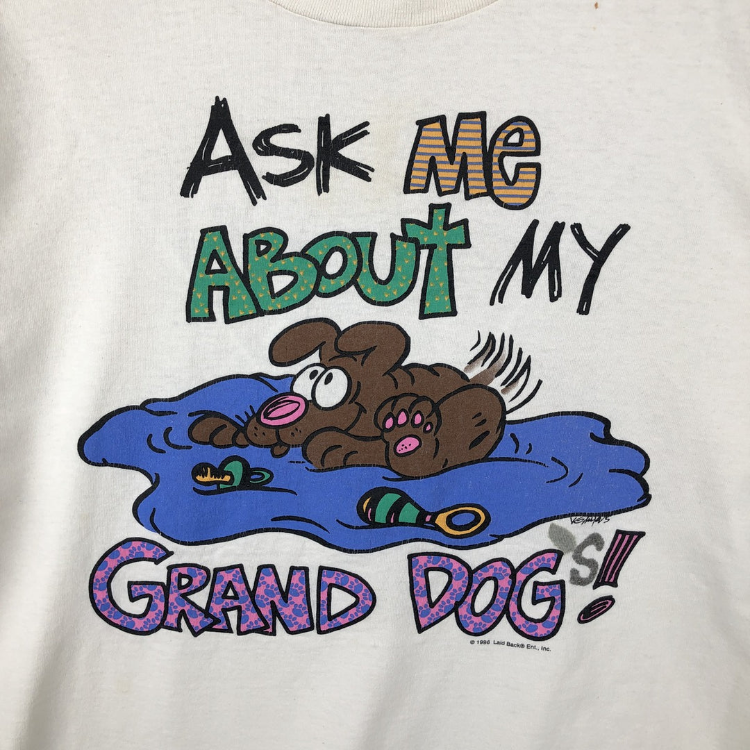 90'S PK Clothing Co. Dog Print T-Shirt, Made in USA, Men's XL equivalent, Vintage cotton white type Vintage Second Hand